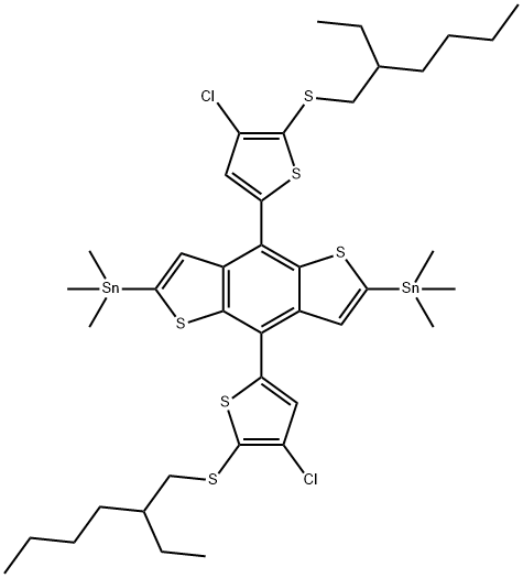 (4,8-双(4-氯-5-((2-乙基己基)硫代)噻吩-2-基)苯并[1,2-B:4,5-B']噻吩-2,6-二基)双(三甲基锡烷) 结构式