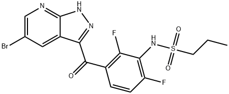 1-Propanesulfonamide, N-[3-[(5-bromo-1H-pyrazolo[3,4-b]pyridin-3-yl)carbonyl]-2,6-difluorophenyl]- 结构式