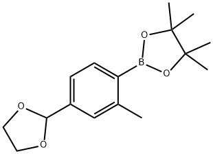 2-[4-(1,3-Dioxolan-2-yl)-2-methylphenyl]-4,4,5,5-tetramethyl-1,3,2-dioxaborolane Struktur