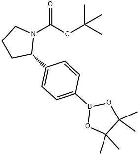 1-Pyrrolidinecarboxylic acid, 2-[4-(4,4,5,5- tetramethyl-1,3,2-dioxaborolan-2-yl)phenyl]-, 1,1-dimethylethyl ester, (2S)- Struktur