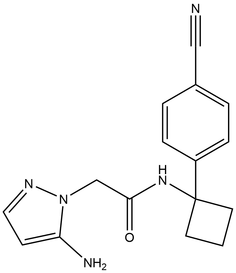 2-(5-氨基-1H-吡唑-1-基)-N-(1-(4-氰基苯基)环丁基)乙酰胺,2370541-17-4,结构式