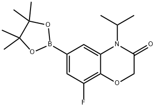 2H-1,4-Benzoxazin-3(4H)-one, 8-fluoro-4-(1-methylethyl)-6-(4,4,5,5-tetramethyl-1,3,2-dioxaborolan-2-yl)- Struktur