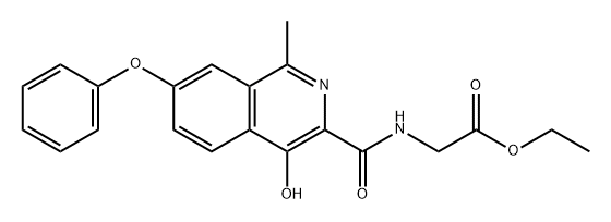 Glycine, N-[(4-hydroxy-1-methyl-7-phenoxy-3-isoquinolinyl)carbonyl]-, ethyl ester 化学構造式