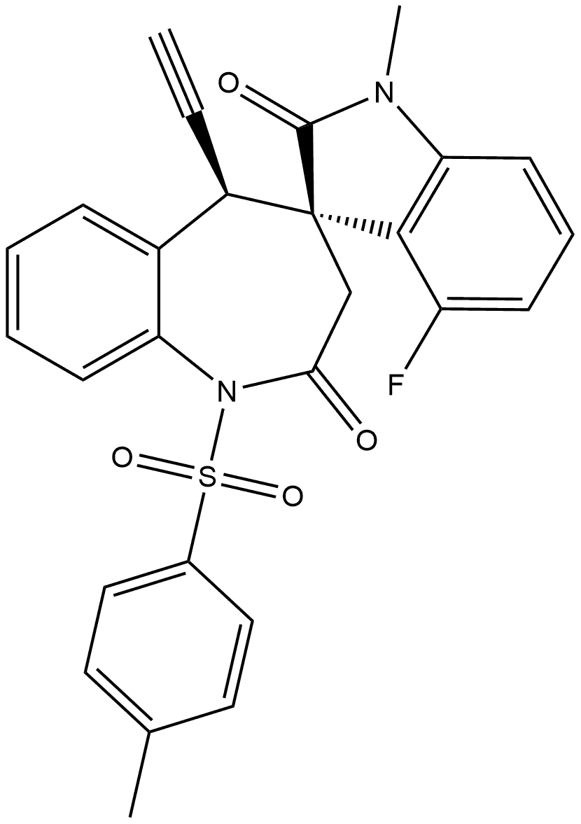 2370984-65-7 (3′S,5R)-5-Ethynyl-4′-fluoro-1,5-dihydro-1′-methyl-1-[(4-methylphenyl)sulfonyl]spiro[4H-1-benzazepine-4,3′-[3H]indole]-2,2′(1′H,3H)-dione