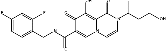 2H-Pyrido[1,2-a]pyrazine-7-carboxamide, N-[(2,4-difluorophenyl)methyl]-1,8-dihydro-9-hydroxy-2-(3-hydroxy-1-methylpropyl)-1,8-dioxo- Structure