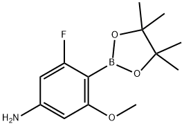Benzenamine, 3-fluoro-5-methoxy-4-(4,4,5,5-tetramethyl-1,3,2-dioxaborolan-2-yl)- Struktur