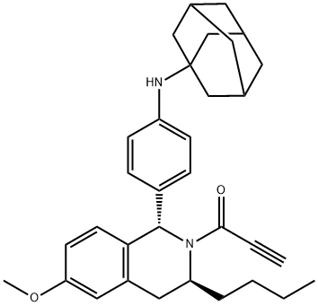 2-Propyn-1-one, 1-[(1S,3S)-3-butyl-3,4-dihydro-6-methoxy-1-[4-(tricyclo[3.3.1.13,7]dec-1-ylamino)phenyl]-2(1H)-isoquinolinyl]- 化学構造式