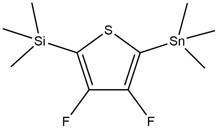 (3,4-二氟-5-(三甲基锡基)噻吩-2-基)三甲基硅烷 结构式