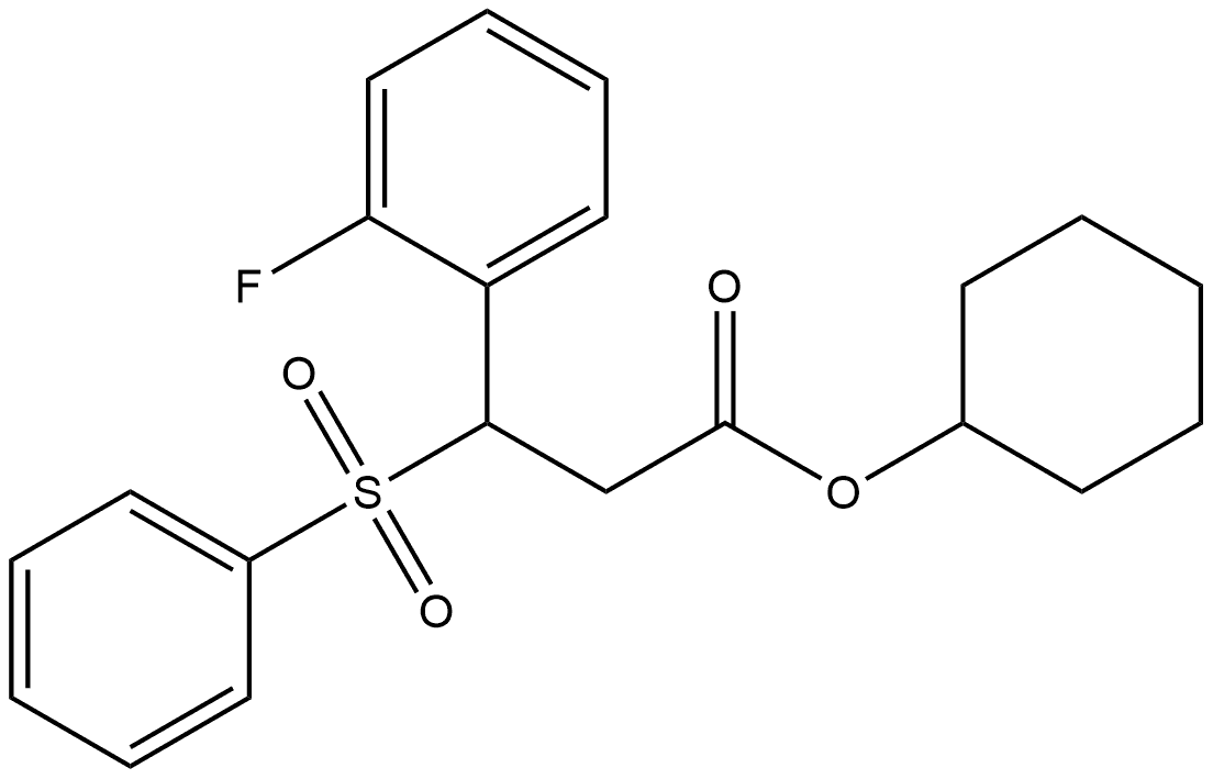 Benzenepropanoic acid, 2-fluoro-β-(phenylsulfonyl)-, cyclohexyl ester Struktur