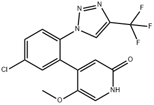 2(1H)-Pyridinone, 4-[5-chloro-2-[4-(trifluoromethyl)-1H-1,2,3-triazol-1-yl]phenyl]-5-methoxy- 化学構造式