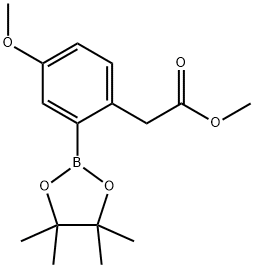 2-(4-甲氧基-2-(4,4,5,5-四甲基-1,3,2-二氧杂硼杂环戊烷-2-基)苯基)乙酸甲酯 结构式
