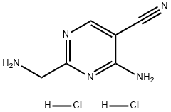 5-Pyrimidinecarbonitrile, 4-amino-2-(aminomethyl)-, hydrochloride (1:2) Structure