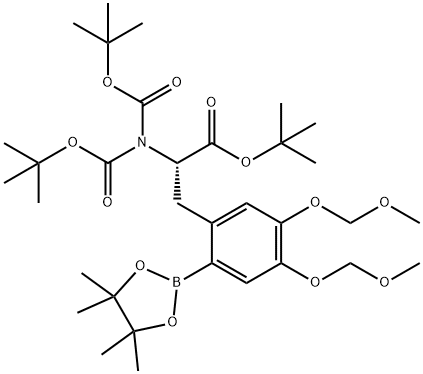 L-Tyrosine, N,N-bis[(1,1-dimethylethoxy)carbonyl]-5-(methoxymethoxy)-O-(methoxymethyl)-2-(4,4,5,5-tetramethyl-1,3,2-dioxaborolan-2-yl)-, 1,1-dimethylethyl ester 化学構造式