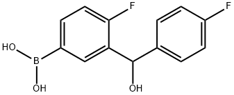 (4-氟-3-((4-氟苯基)(羟基)甲基)苯基)硼酸, 2377587-42-1, 结构式