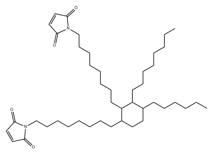 1H-Pyrrole-2,5-dione, 1,1'-[(4-hexyl-3-octyl-1,2-cyclohexanediyl)di-8,1-octanediyl]bis- (9CI) Structure