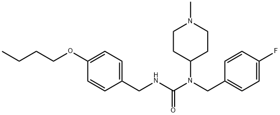 Urea, N'-[(4-butoxyphenyl)methyl]-N-[(4-fluorophenyl)methyl]-N-(1-methyl-4-piperidinyl)- Struktur