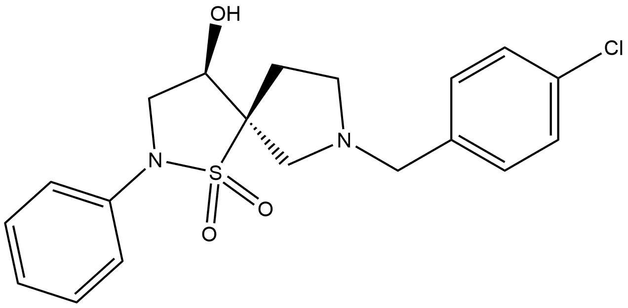 1-Thia-2,7-diazaspiro[4.4]nonan-4-ol, 7-[(4-chlorophenyl)methyl]-2-phenyl-, 1,1-dioxide, (4R,5S)-rel-|化合物 E197