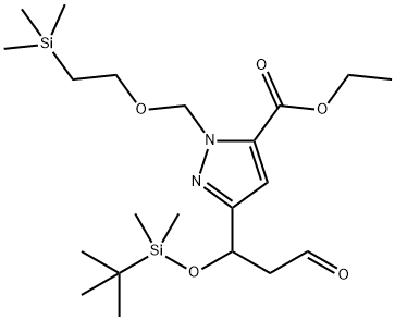 Ethyl 3-[1-[[(1,1-dimethylethyl)dimethylsilyl]oxy]-3-oxopropyl]-1-[[2-(trimethylsilyl)ethoxy]methyl]-1H-pyrazole-5-carboxylate 化学構造式