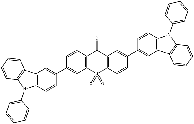 9H-Thioxanthen-9-one, 2,6-bis(9-phenyl-9H-carbazol-3-yl)-, 10,10-dioxide Structure