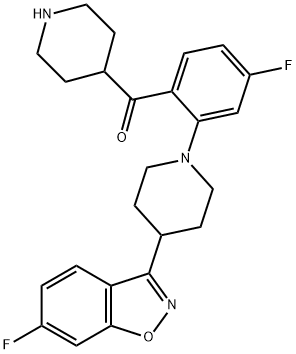 Methanone, [4-fluoro-2-[4-(6-fluoro-1,2-benzisoxazol-3-yl)-1-piperidinyl]phenyl]-4-piperidinyl- Struktur