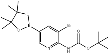 2-Bocamino-3-bromo-pyridine-5-boronic acid picol ester Structure