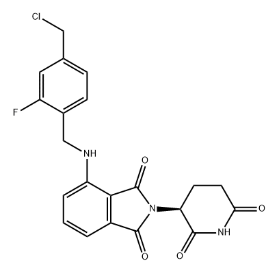 1H-Isoindole-1,3(2H)-dione, 4-[[[4-(chloromethyl)-2-fluorophenyl]methyl]amino]-2-[(3S)-2,6-dioxo-3-piperidinyl]- 化学構造式