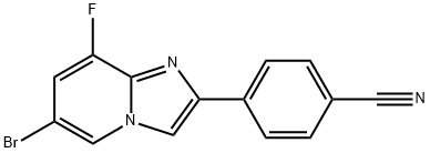 4-(6-Bromo-8-fluoroimidazo[1,2-a]pyridin-2-yl)benzonitrile,2379918-56-4,结构式