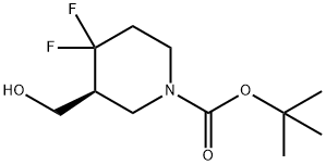 (S)-tert-butyl 4,4-difluoro-3-(hydroxymethyl)piperidine-1-carboxylate 化学構造式
