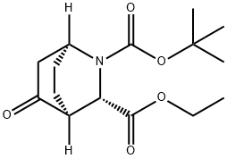 O2-tert-butyl O3-ethyl (1S,3S,4S)-5-oxo-2-azabicyclo[2.2.2]octane-2,3-dicarboxylate Struktur