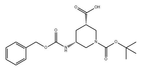 1,3-Piperidinedicarboxylic acid, 5-[[(phenylmethoxy)carbonyl]amino]-, 1-(1,1-dimethylethyl) ester, (3S,5R)- Struktur