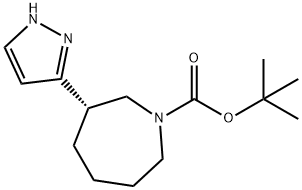 1H-Azepine-1-carboxylic acid, hexahydro-3-(1H-pyrazol-3-yl)-, 1,1-dimethylethyl ester, (3S)- Struktur