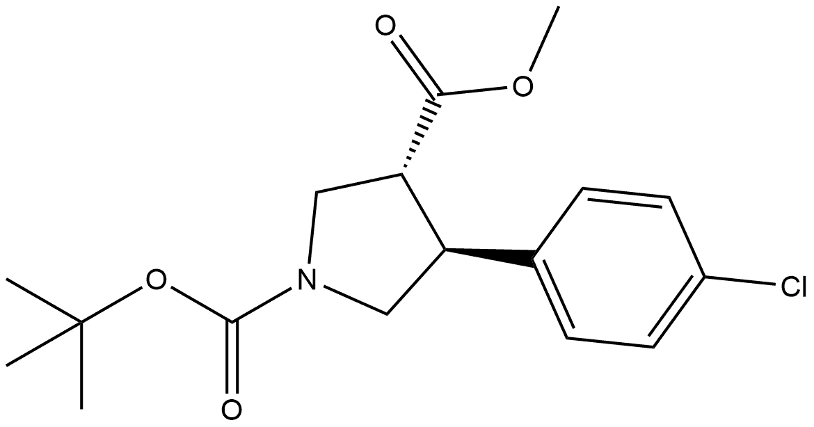 tran-1-(tert-butyl) 3-methyl 4-(4-chlorophenyl)pyrrolidine-1,3-dicarboxylate Structure