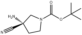 1-Pyrrolidinecarboxylic acid, 3-amino-3-cyano-, 1,1-dimethylethyl ester, (3S)- Struktur
