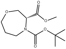 1,4-Oxazepine-3,4(5H)-dicarboxylic acid, tetrahydro-, 4-(1,1-dimethylethyl) 3-methyl ester, (3R)- Struktur