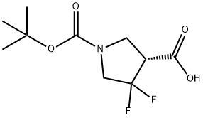 1,3-Pyrrolidinedicarboxylic acid, 4,4-difluoro-, 1-(1,1-dimethylethyl) ester, (3R)- Struktur