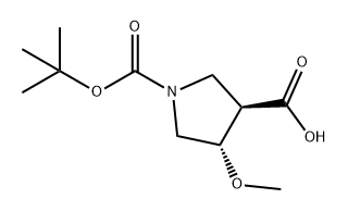 (3R,4S)-1-(叔丁氧羰基)-4-甲氧基吡咯烷-3-羧酸, 2382100-41-4, 结构式