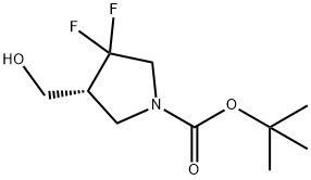 tert-butyl (4R)-3,3-difluoro-4-(hydroxymethyl)pyrrolidine-1-carboxylate Struktur