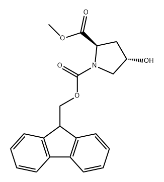 N-FMOC-反式-4-羟基-D-脯氨酸甲酯 结构式