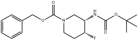 tert-butyl (3S,4R)-1-((benzyloxy)carbonyl)-4-fluoropiperidin-3-ylcarbamate 结构式