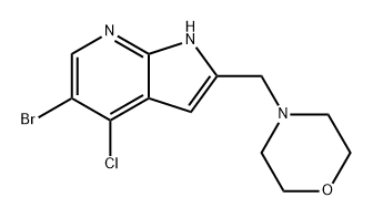1H-Pyrrolo[2,3-b]pyridine, 5-bromo-4-chloro-2-(4-morpholinylmethyl)-,2382664-70-0,结构式