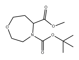 1,4-Oxazepine-4,5(5H)-dicarboxylic acid, tetrahydro-, 4-(1,1-dimethylethyl) 5-methyl ester Structure