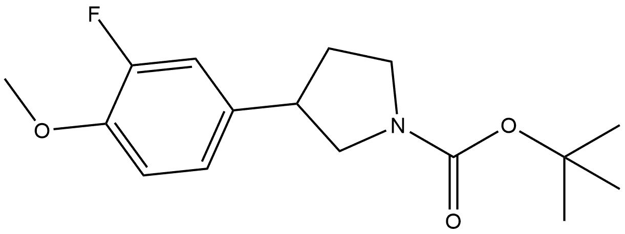 1-BOC-3-(3-氟-4-甲氧基苯基)吡咯烷 结构式