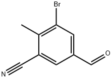 Benzonitrile, 3-bromo-5-formyl-2-methyl- 化学構造式