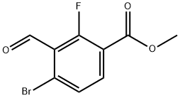 Benzoic acid, 4-bromo-2-fluoro-3-formyl-, methyl ester 化学構造式