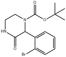 1-Piperazinecarboxylic acid, 2-(2-bromophenyl)-3-oxo-, 1,1-dimethylethyl ester 化学構造式