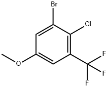 1-Bromo-2-chloro-5-methoxy-3-(trifluoromethyl)benzene 结构式