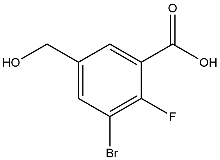 3-Bromo-2-fluoro-5-(hydroxymethyl)benzoic acid Structure