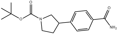 1-Pyrrolidinecarboxylic acid, 3-[4-(aminocarbonyl)phenyl]-, 1,1-dimethylethyl ester,2385155-25-7,结构式