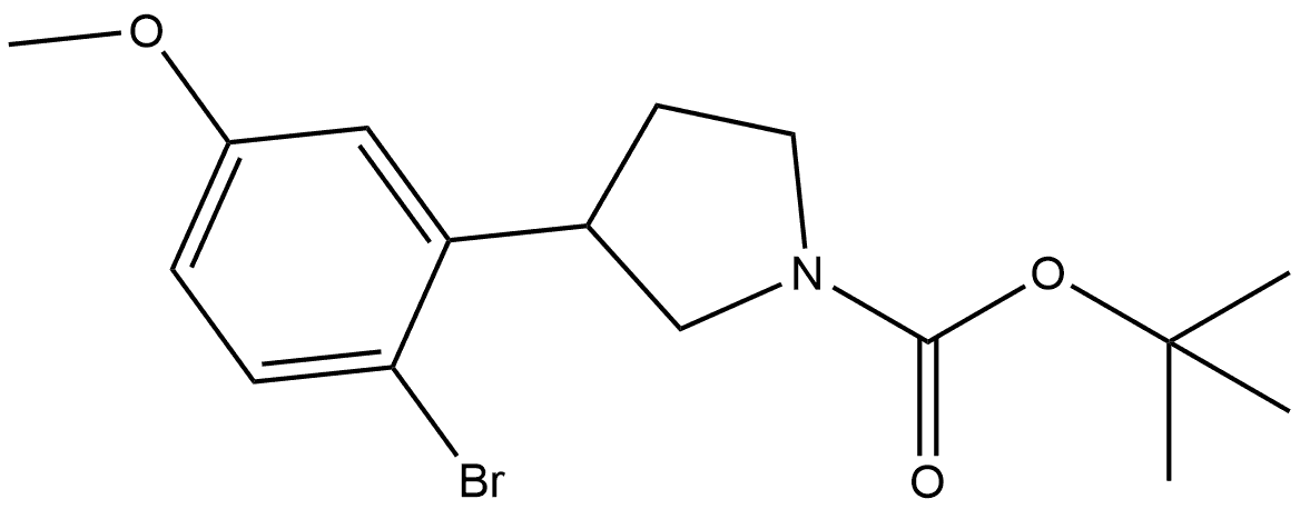 1-BOC-3-(2-溴-5-甲氧基苯基)吡咯烷 结构式