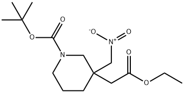 3-Piperidineacetic acid, 1-[(1,1-dimethylethoxy)carbonyl]-3-(nitromethyl)-, ethyl ester Struktur